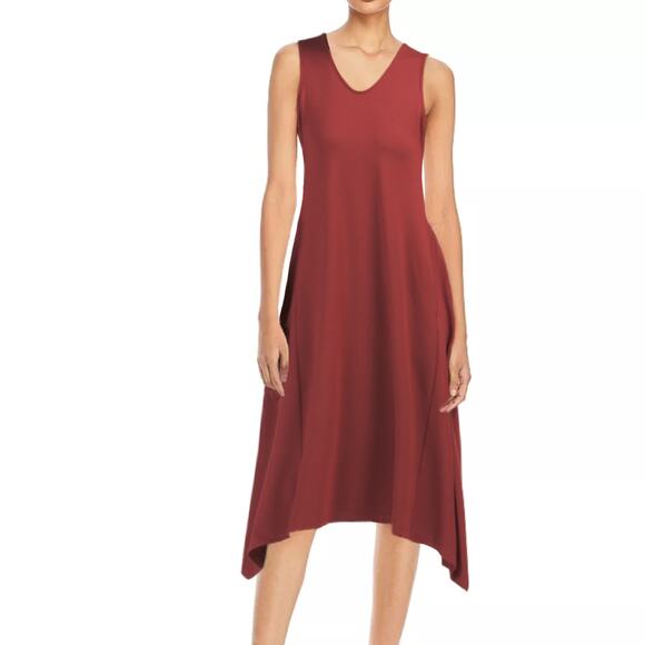 New! ANNE KLEIN Women's Solid Serenity Sharkbite Hem Tank Midi Dress - Picture 1 of 8
